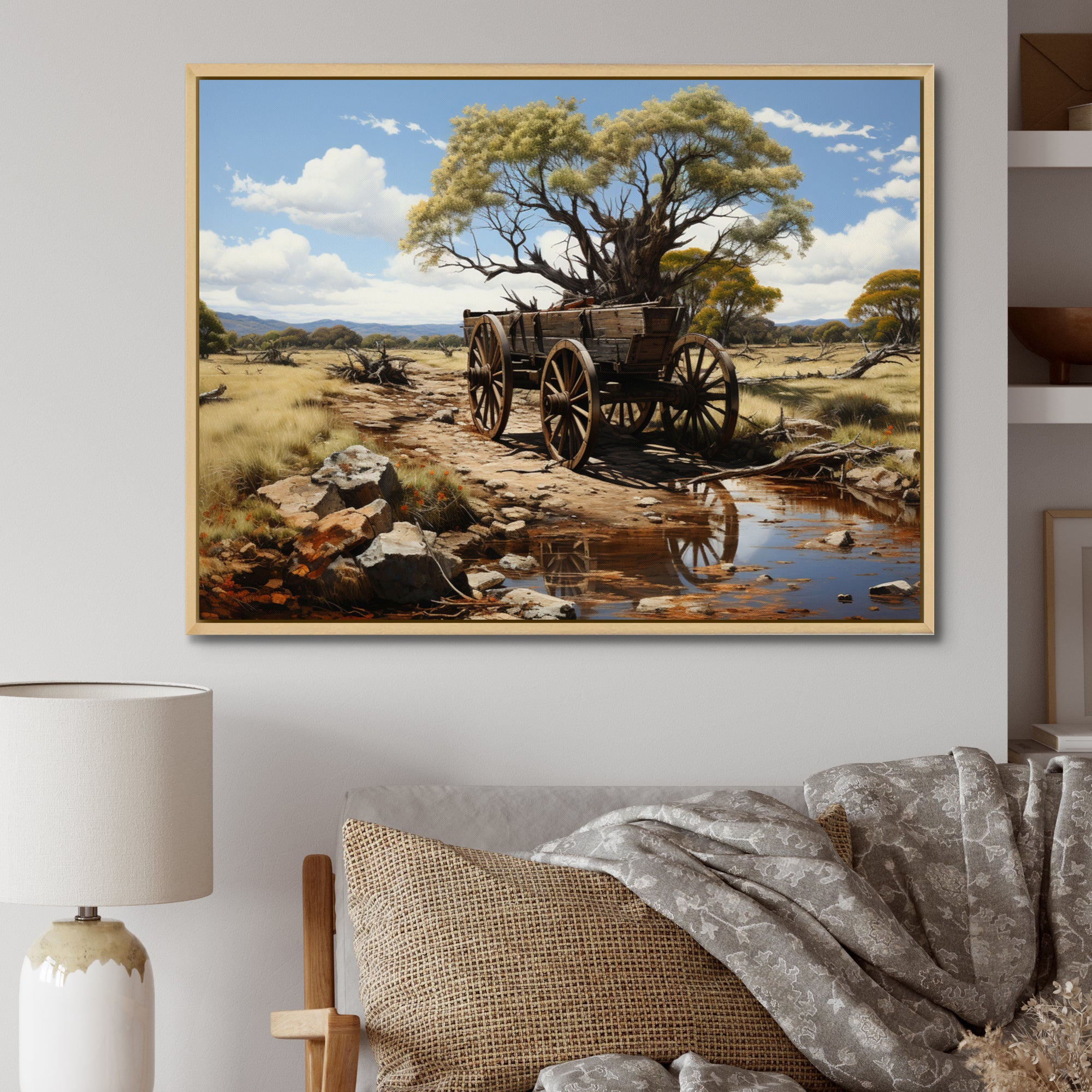 Green Old Cart  Whispers - Old American Cart Canvas Wall Art