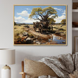 Green Old Cart  Whispers - Old American Cart Canvas Wall Art