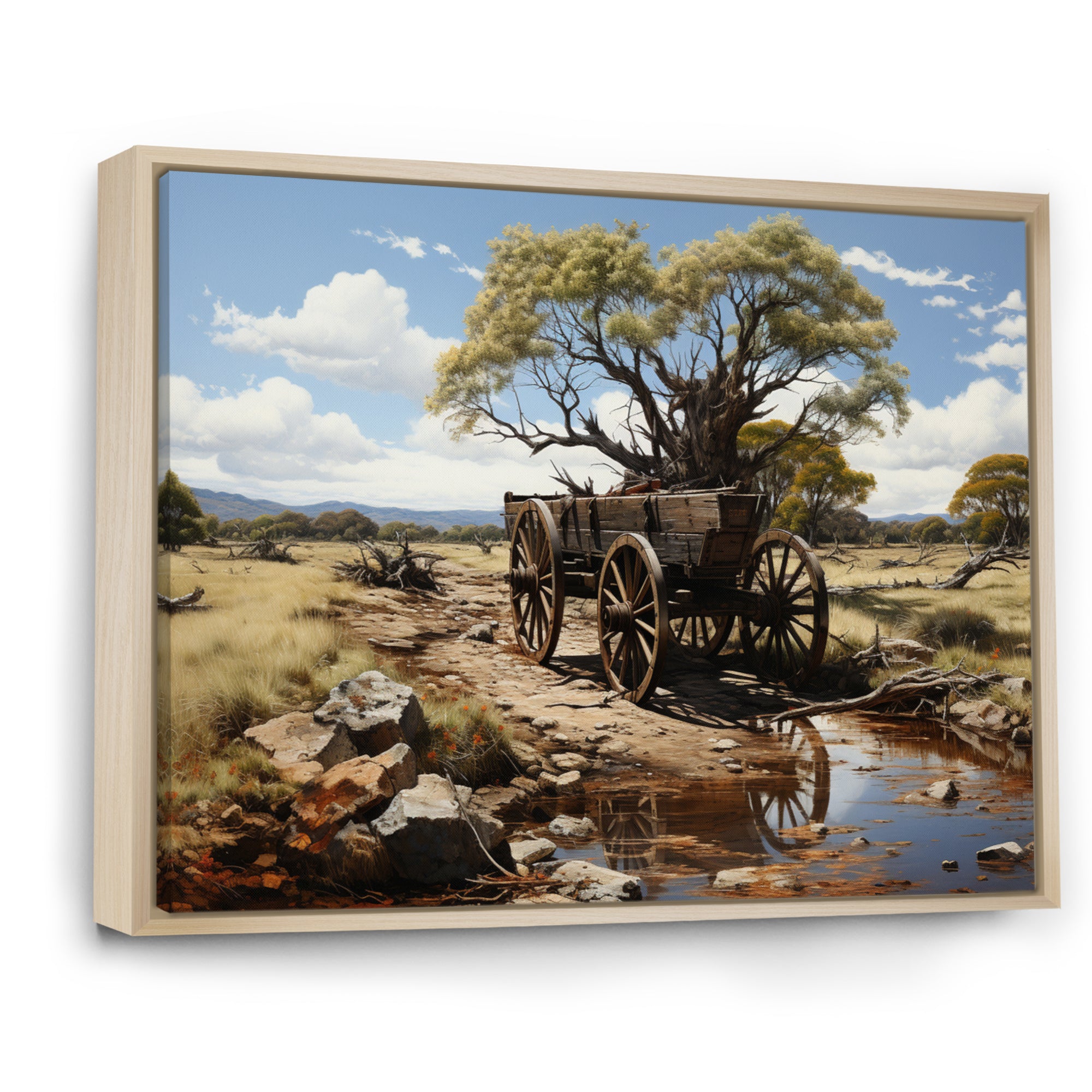 Green Old Cart  Whispers - Old American Cart Canvas Wall Art