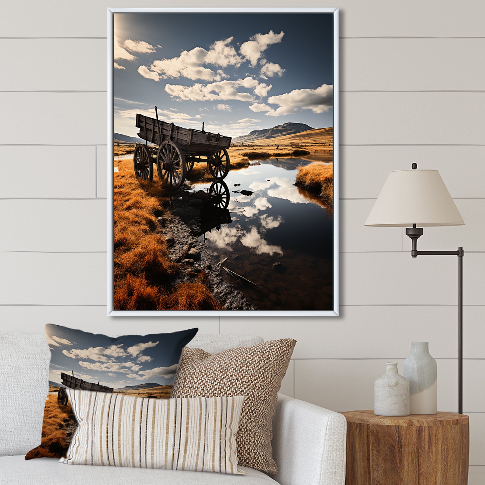 Yellow Old Cart Country Heritage - Old American Cart Canvas Wall Art