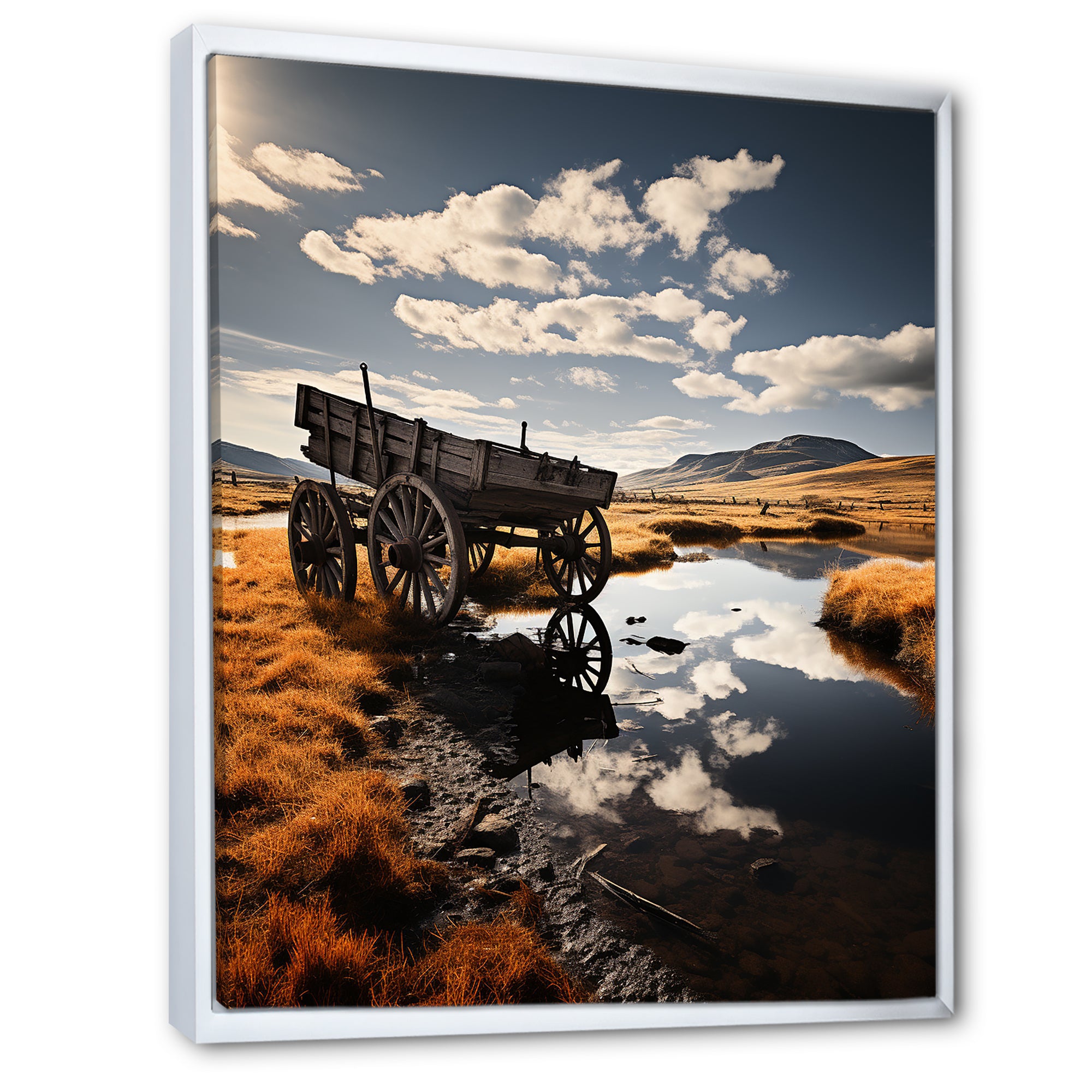 Yellow Old Cart Country Heritage - Old American Cart Canvas Wall Art