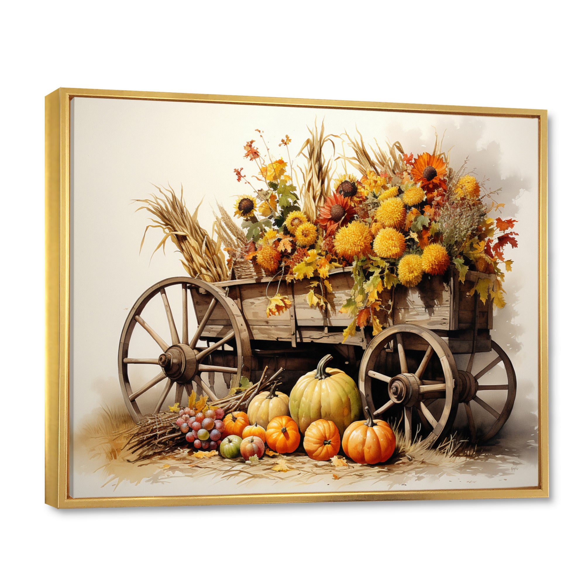 Yellow Old Cart Country Treasures - Old American Cart Canvas Wall Art