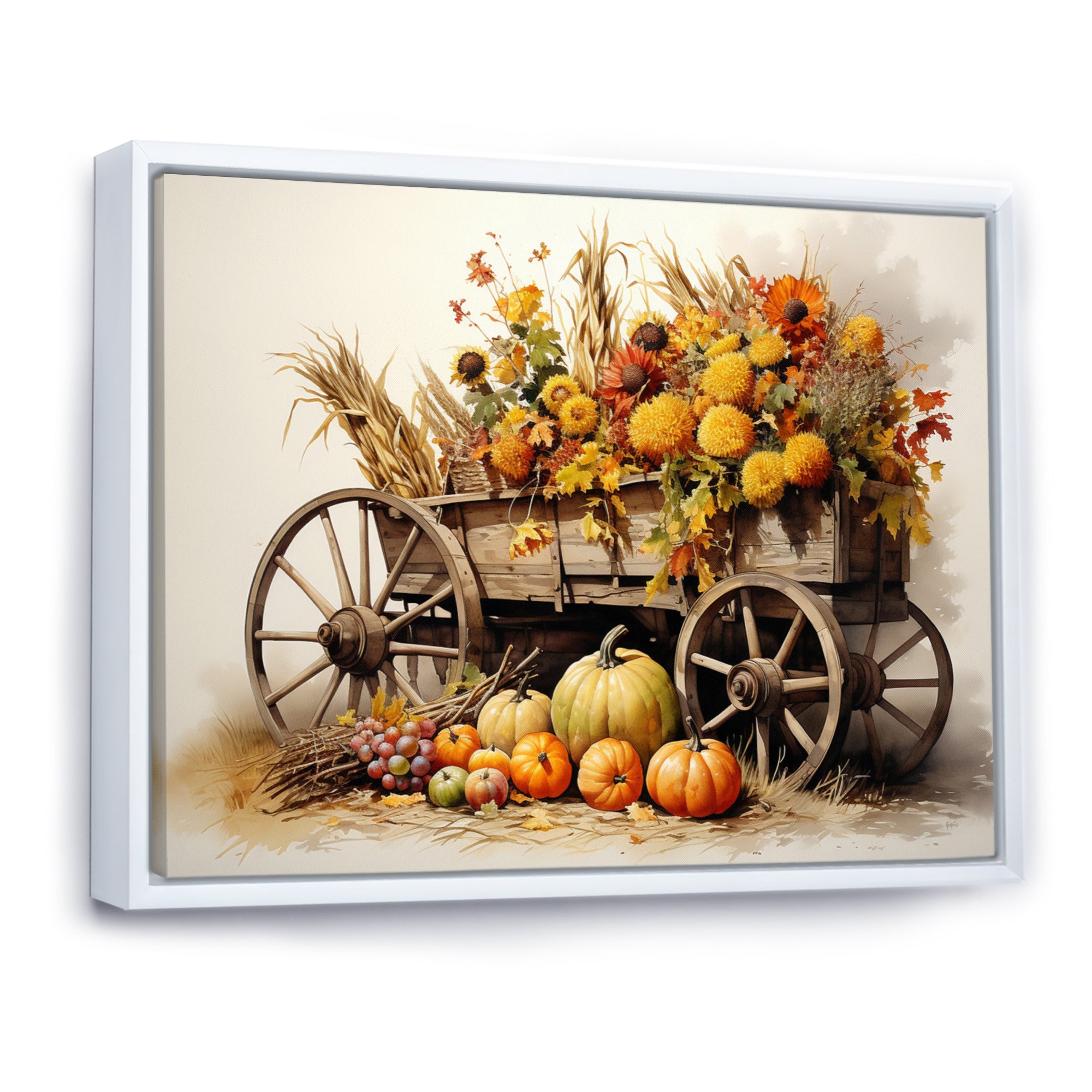 Yellow Old Cart Country Treasures - Old American Cart Canvas Wall Art