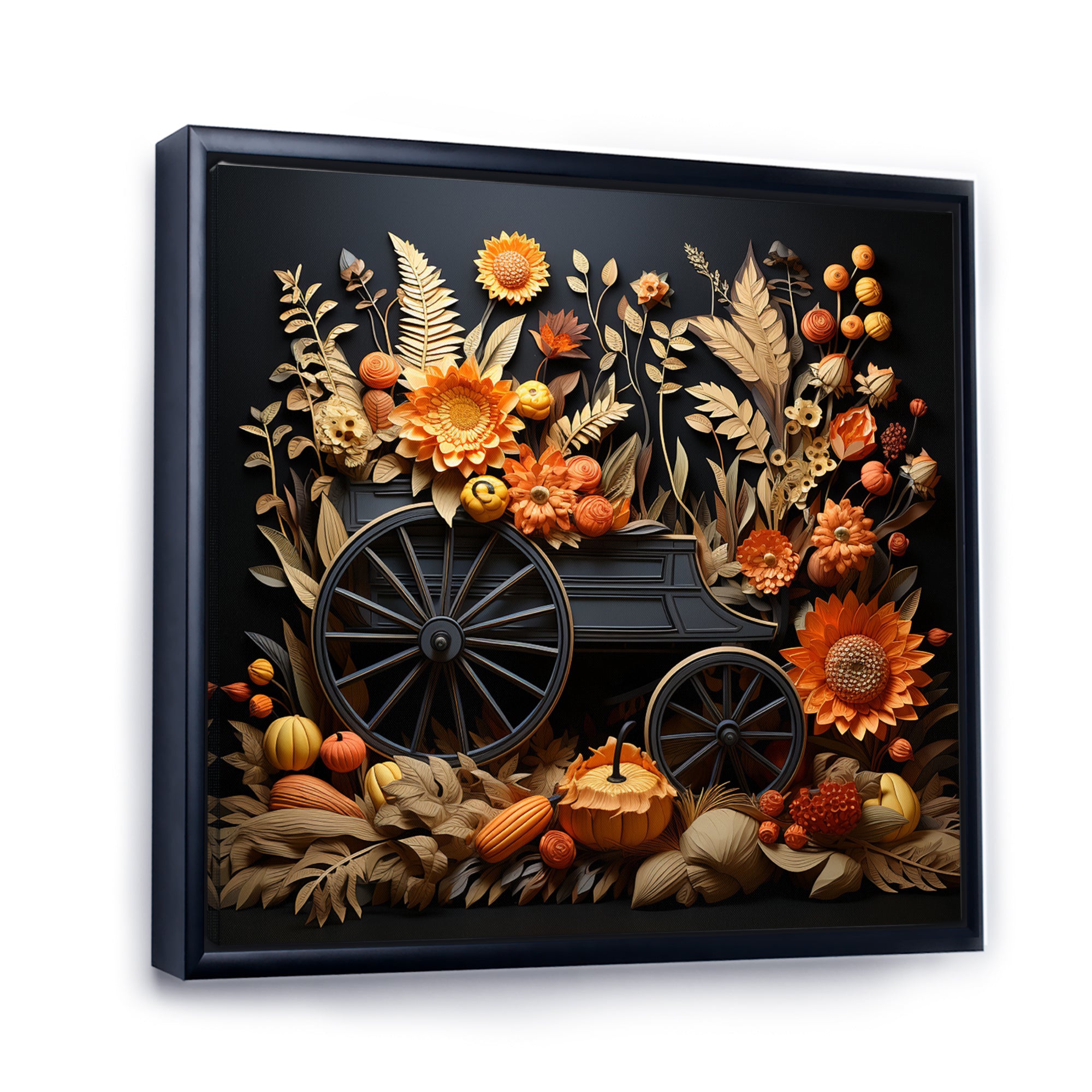 Orange Old Cart Country Treasures - Old American Cart Canvas Wall Art
