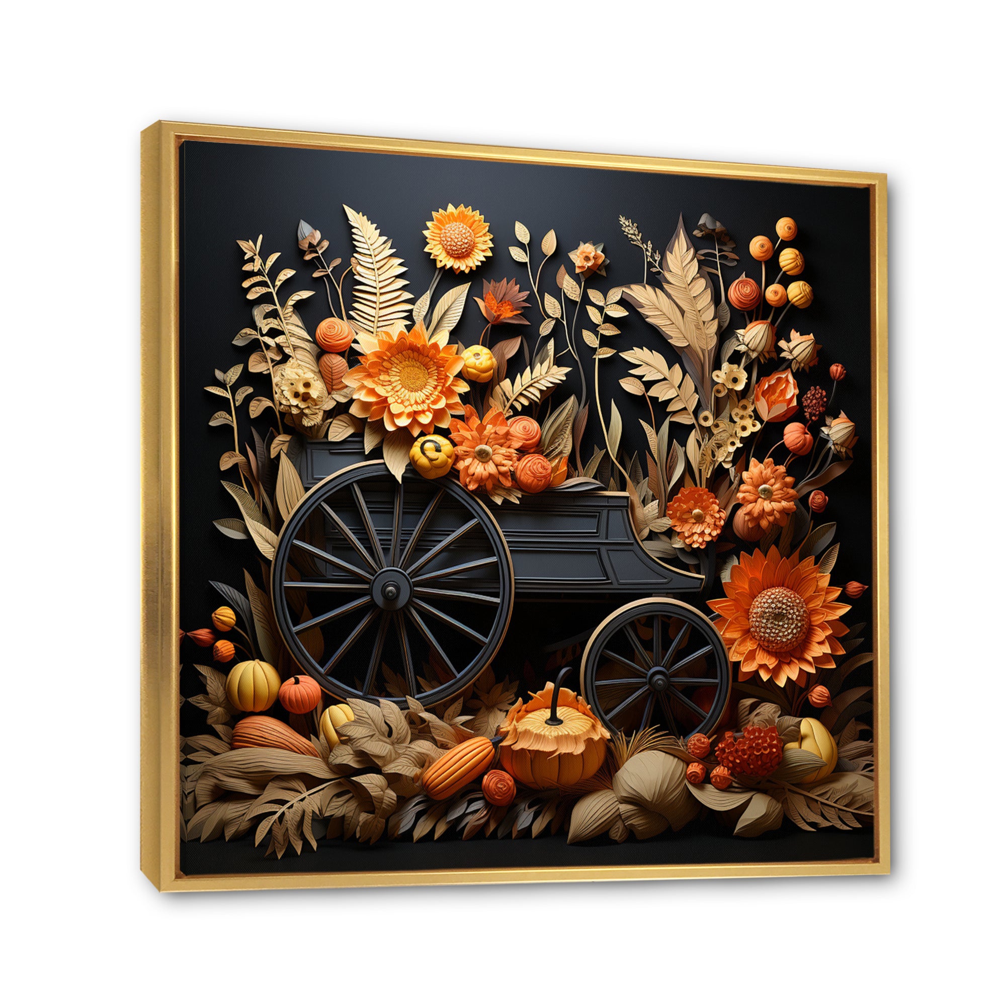 Orange Old Cart Country Treasures - Old American Cart Canvas Wall Art