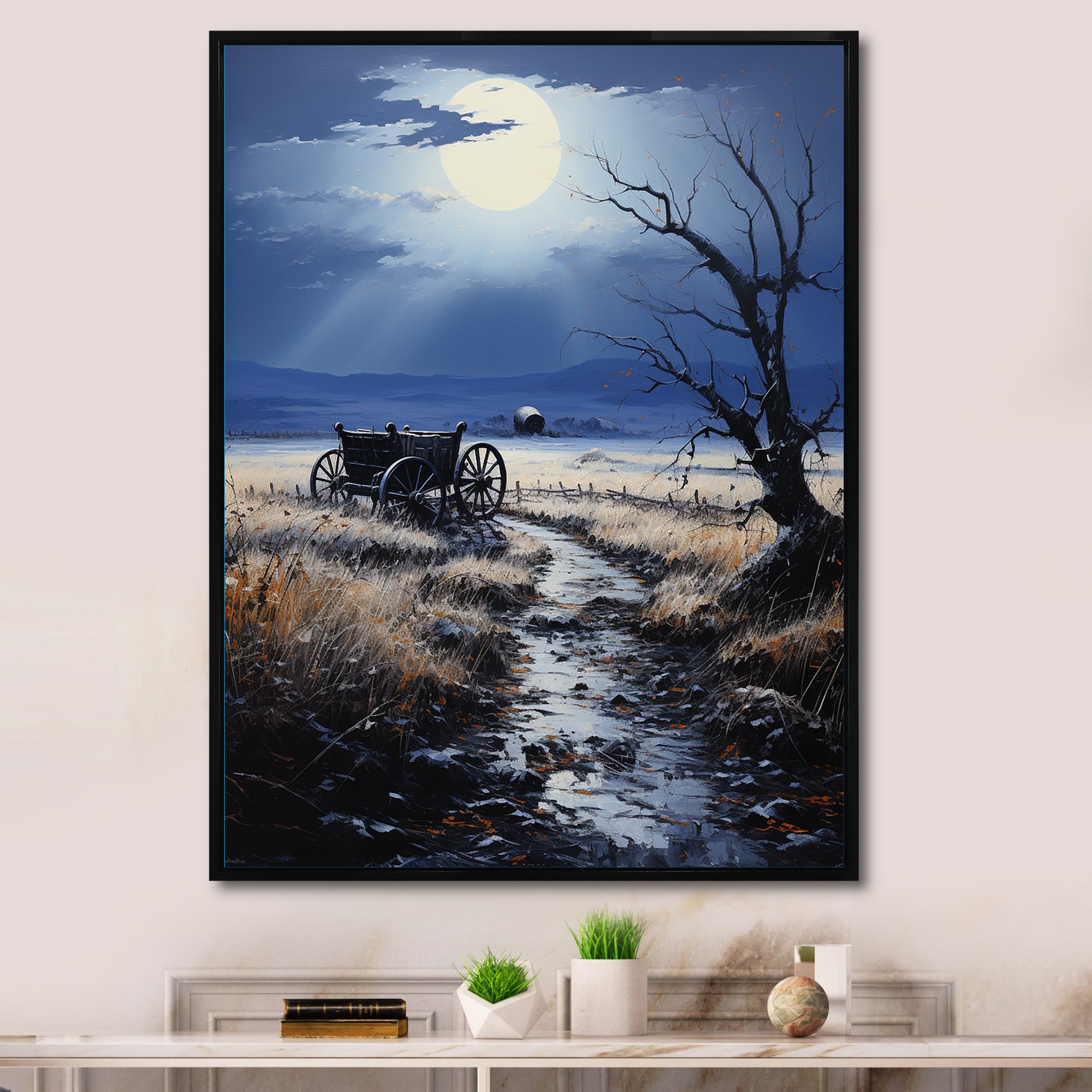Grey Old Cart Forgotten Journey - Old American Cart Canvas Wall Art