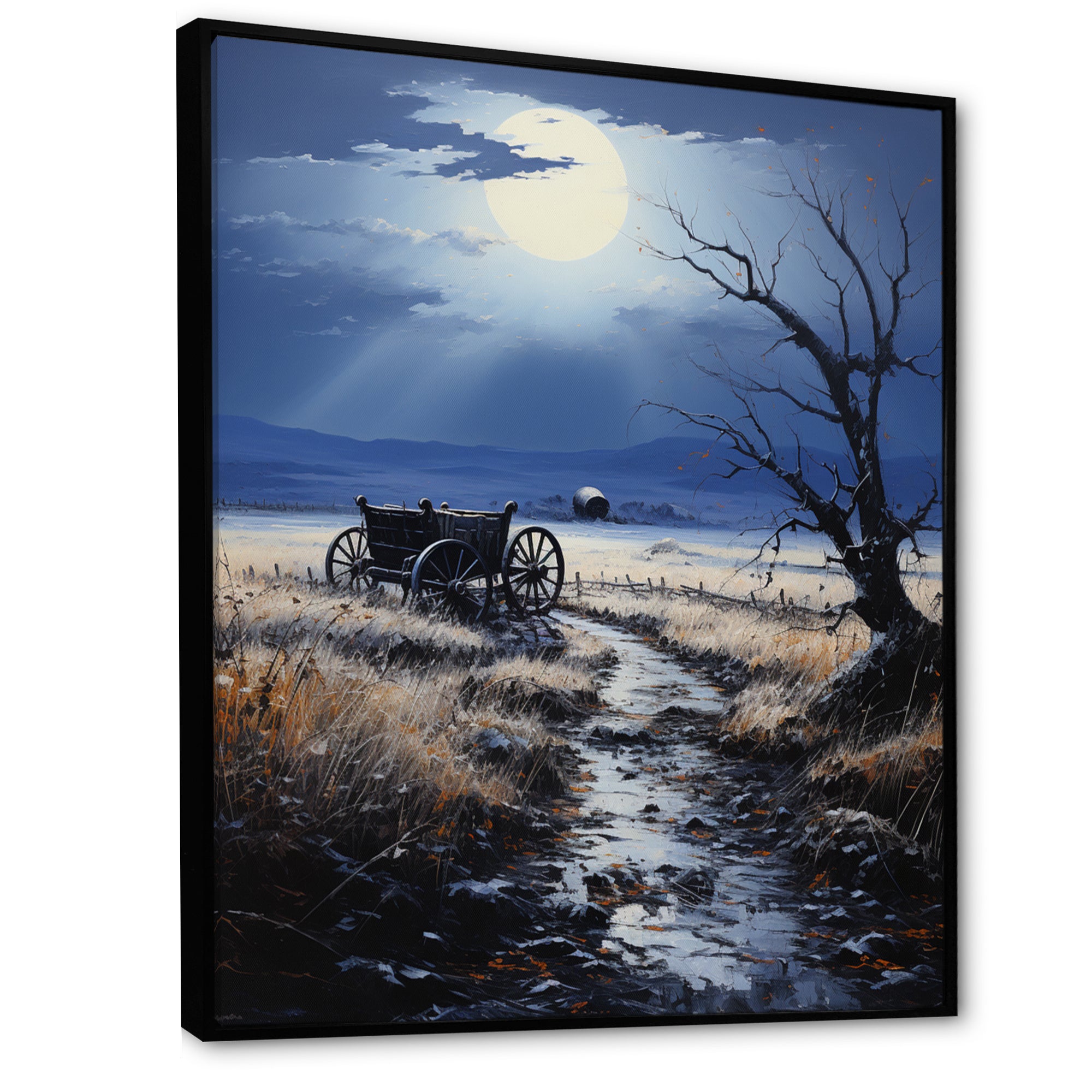 Grey Old Cart Forgotten Journey - Old American Cart Canvas Wall Art