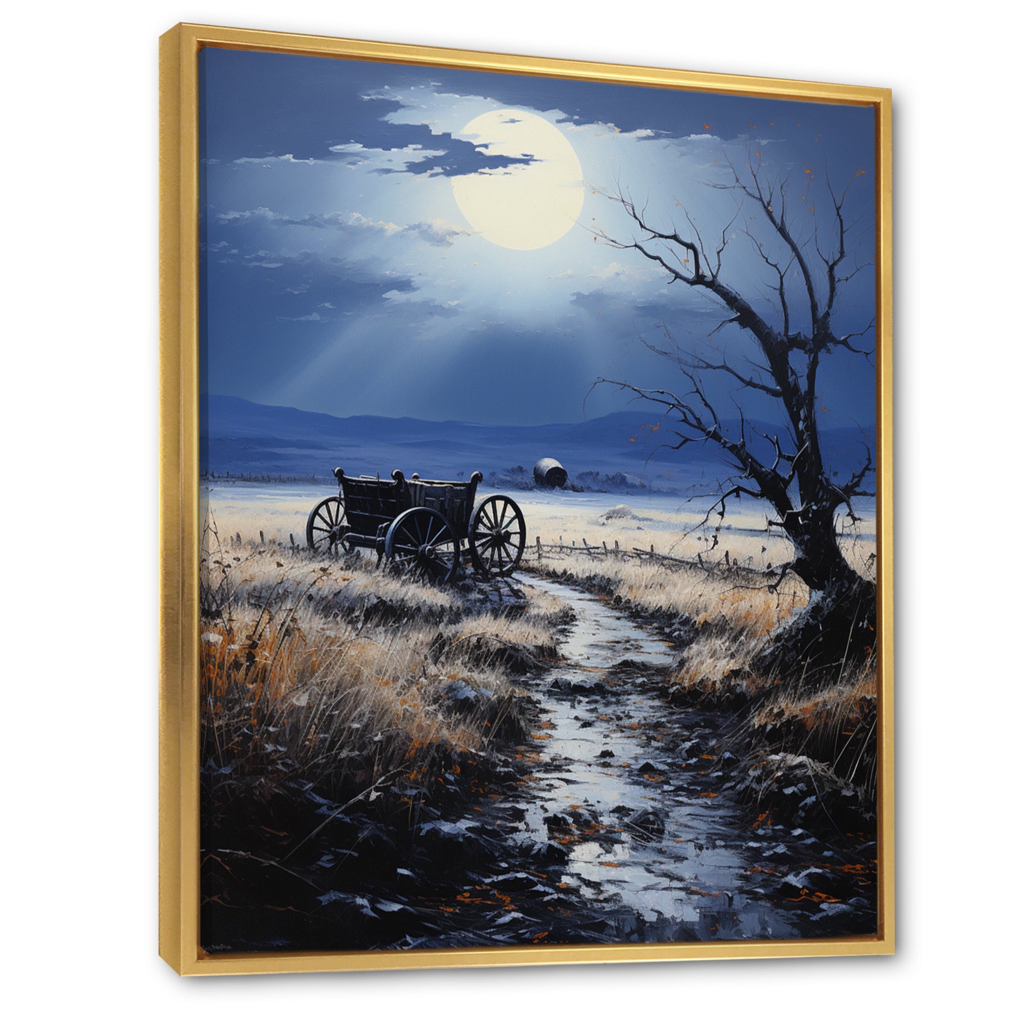 Grey Old Cart Forgotten Journey - Old American Cart Canvas Wall Art