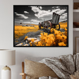 Yellow Old Cart Roadside Relic I - Old American Cart Canvas Wall Art
