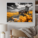 Yellow Old Cart Roadside Relic I - Old American Cart Canvas Wall Art