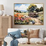 Green Old Cart Rural Charms - Old American Cart Canvas Wall Art