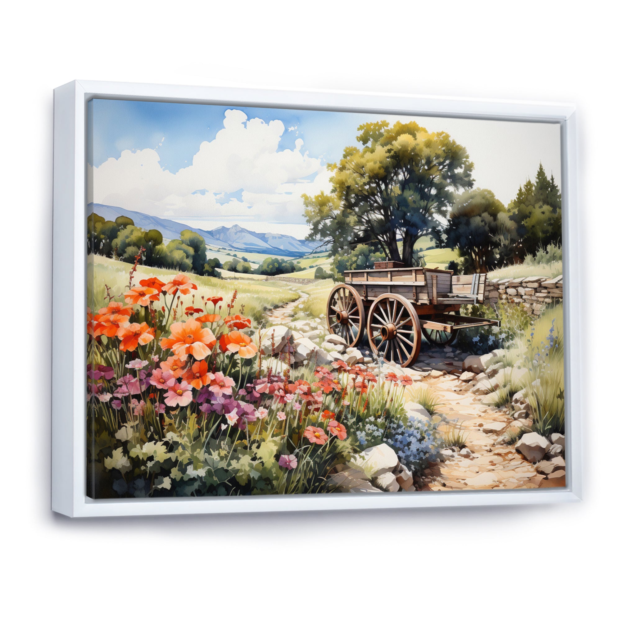 Green Old Cart Rural Charms - Old American Cart Canvas Wall Art