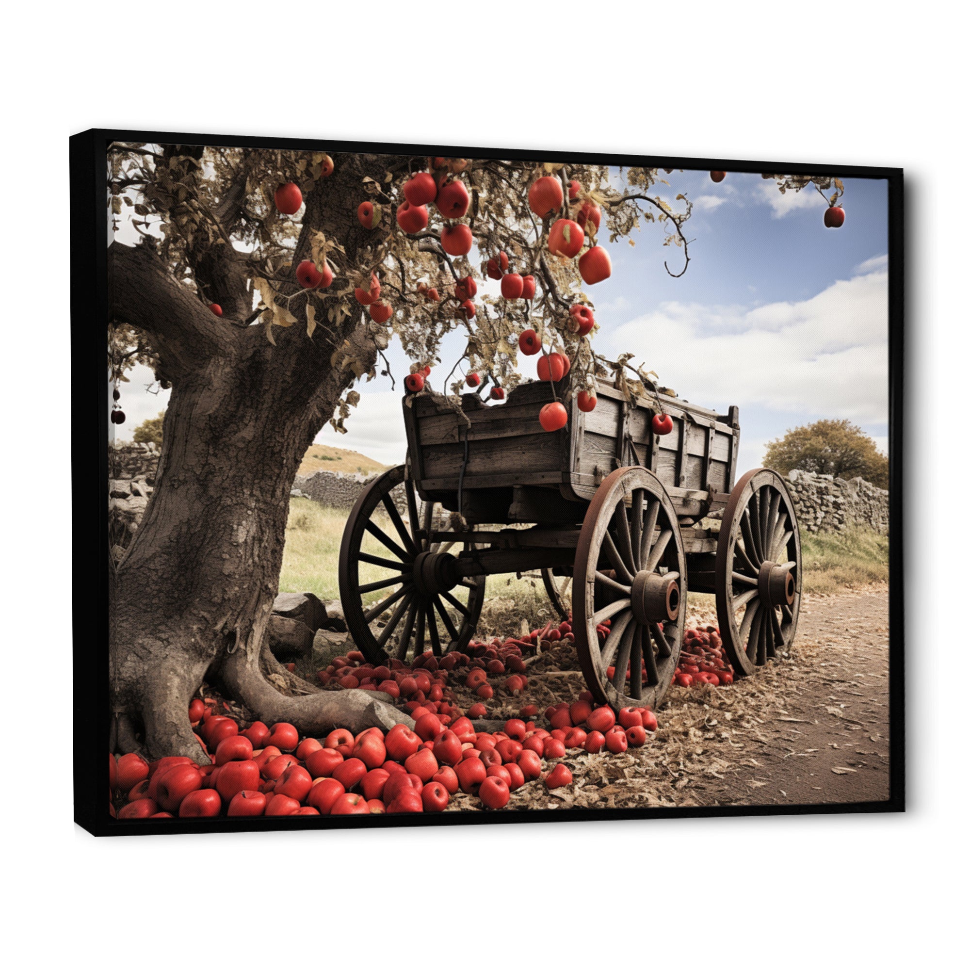 Red Old Cart Rural Icons - Old American Cart Canvas Wall Art