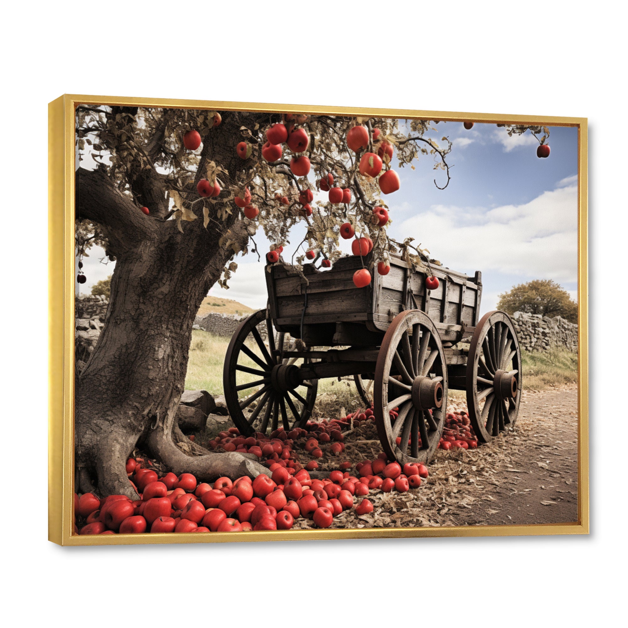 Red Old Cart Rural Icons - Old American Cart Canvas Wall Art