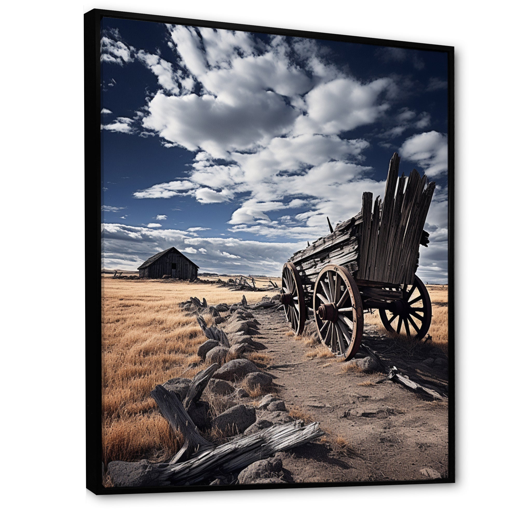 Grey Old Cart Rustic Charm - Old American Cart Canvas Wall Art