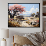 Pink Old Cart Vintage Charm - Old American Cart Canvas Wall Art