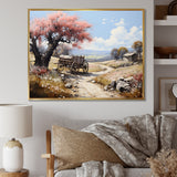 Pink Old Cart Vintage Charm - Old American Cart Canvas Wall Art