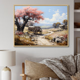 Pink Old Cart Vintage Charm - Old American Cart Canvas Wall Art