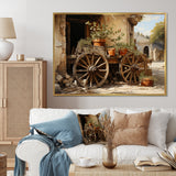 Brown Old Cart Vintage Wheels I - Old American Cart Canvas Wall Art