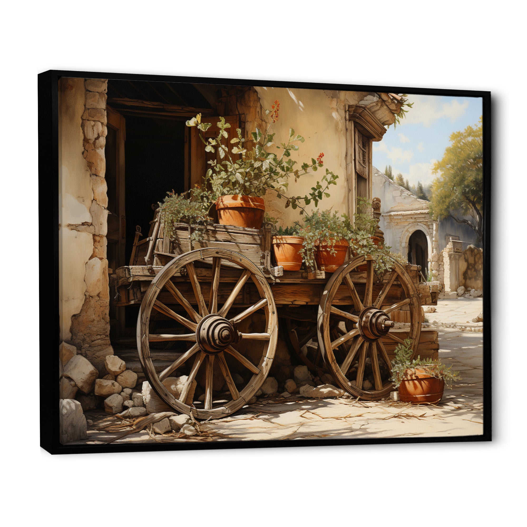 Brown Old Cart Vintage Wheels I - Old American Cart Canvas Wall Art