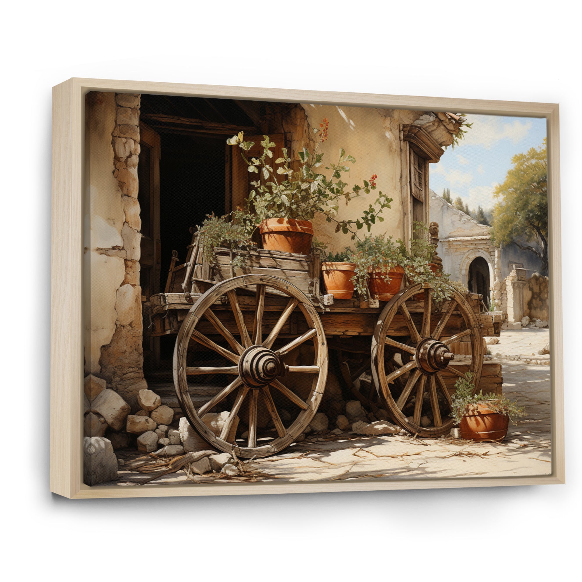 Brown Old Cart Vintage Wheels I - Old American Cart Canvas Wall Art