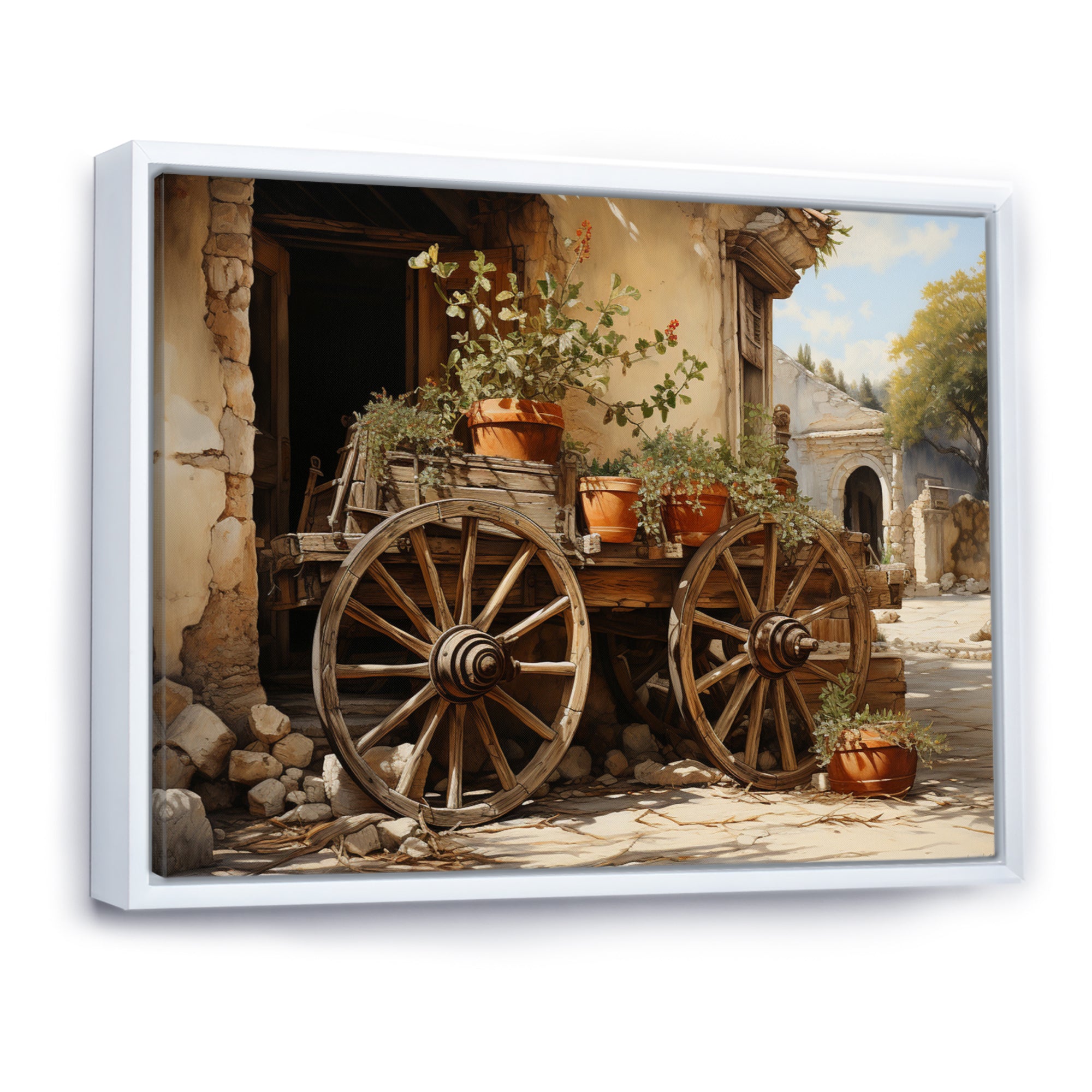 Brown Old Cart Vintage Wheels I - Old American Cart Canvas Wall Art