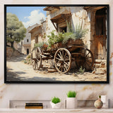 Brown Old Cart Wheels Of - Old American Cart Canvas Wall Art