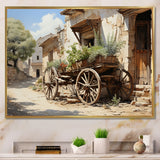 Brown Old Cart Wheels Of - Old American Cart Canvas Wall Art