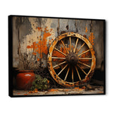 Orange Old Cart Wheels I - Old American Cart Canvas Wall Art