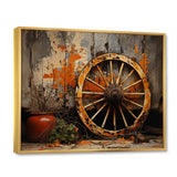 Orange Old Cart Wheels I - Old American Cart Canvas Wall Art