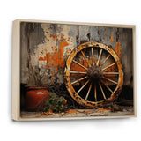 Orange Old Cart Wheels I - Old American Cart Canvas Wall Art