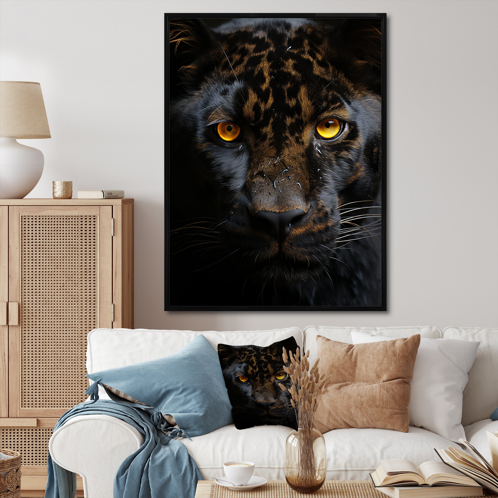 Black White Panther Eyes Of Intensity - Panther Wall Decor