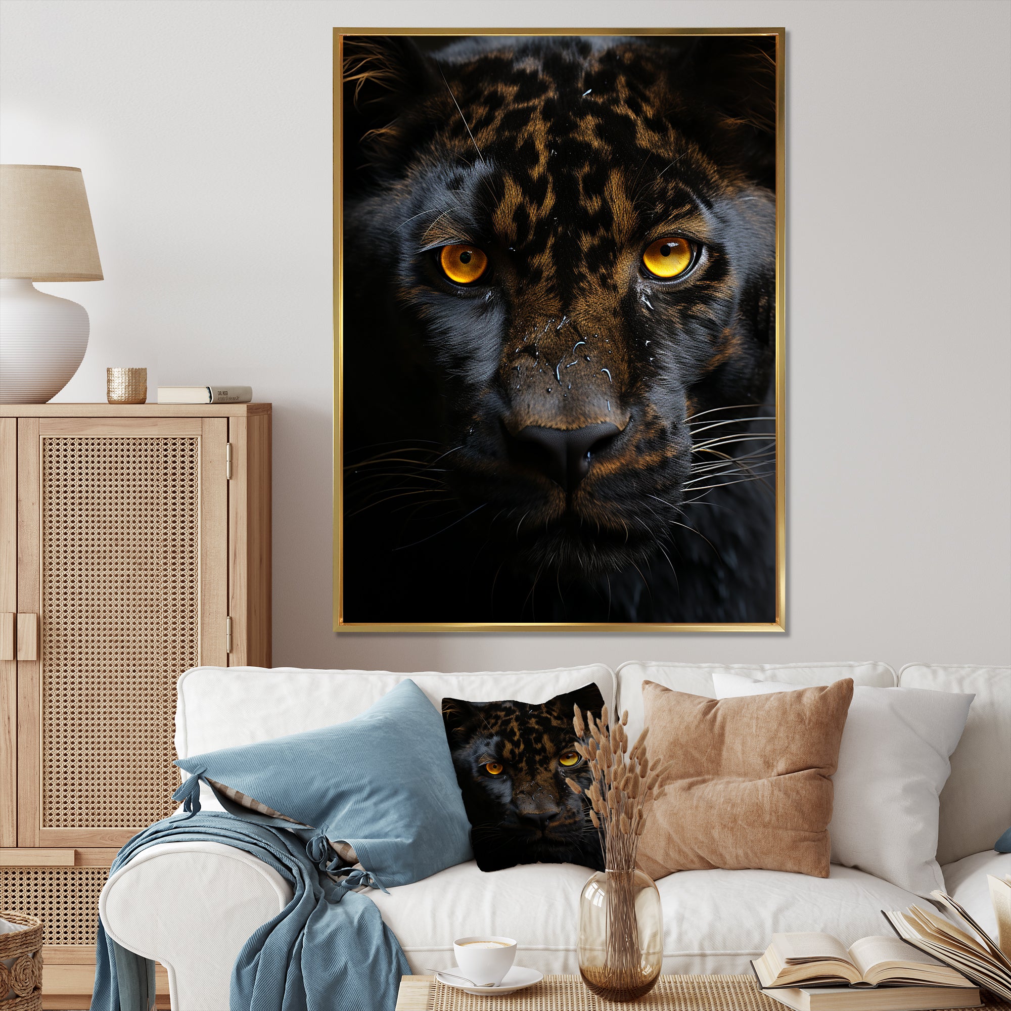 Black White Panther Eyes Of Intensity - Panther Wall Decor