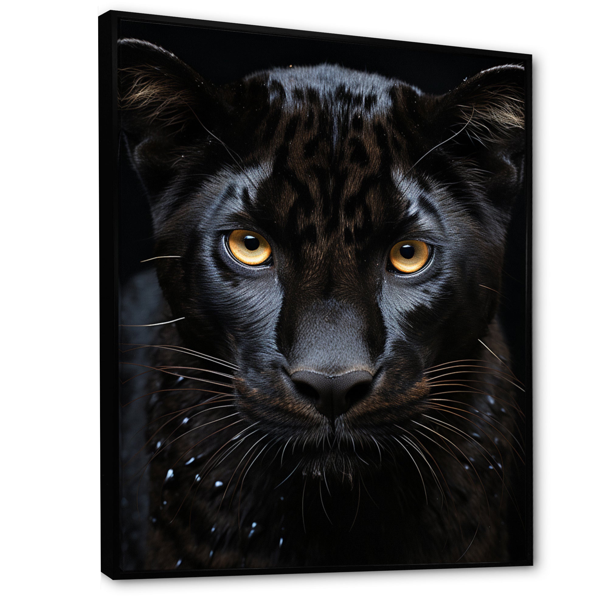 Black White Panther Portrait Vibrant - Black Panther Wall Art