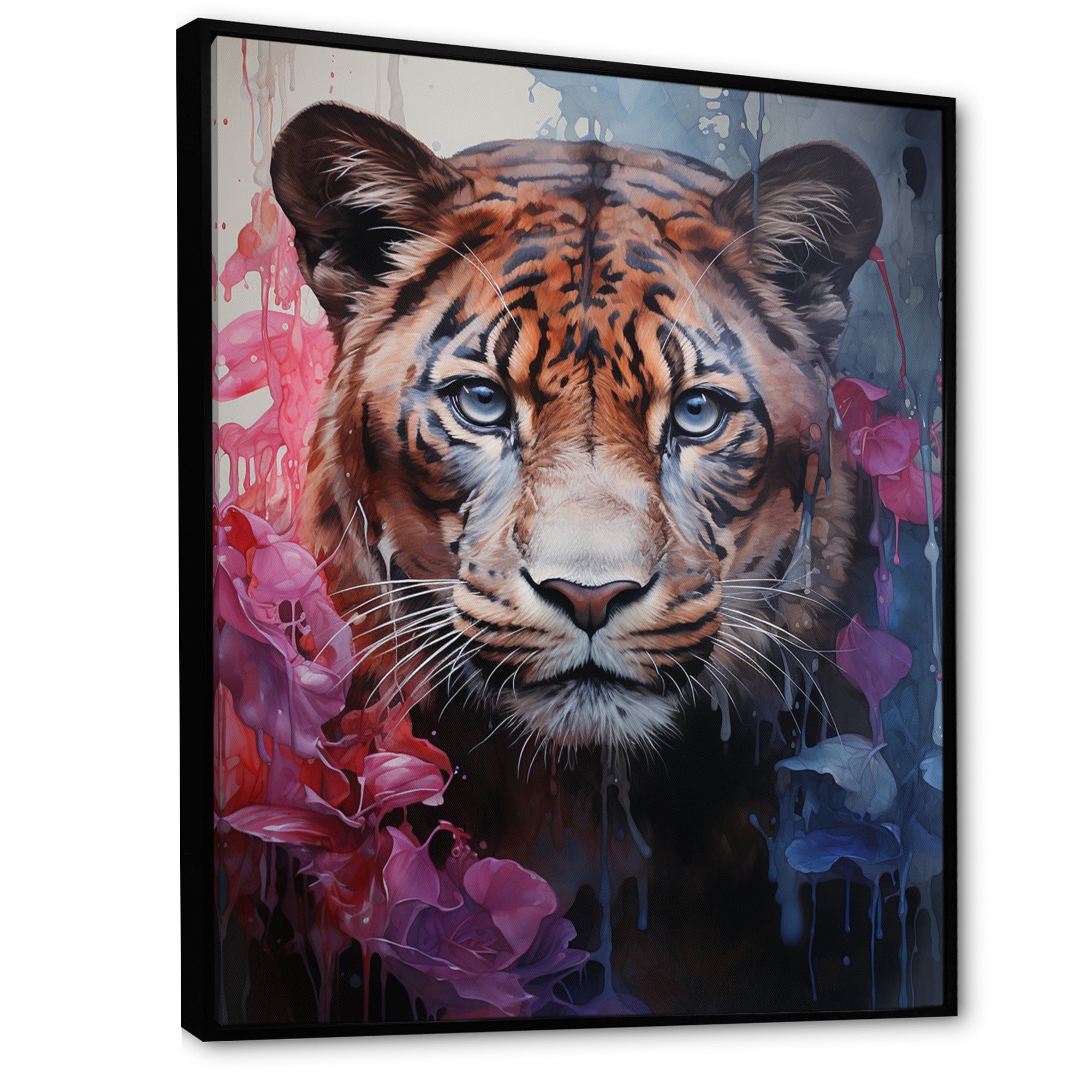 White Pink Panther Surreal Shadows Watercolor - White Panther Wall Art