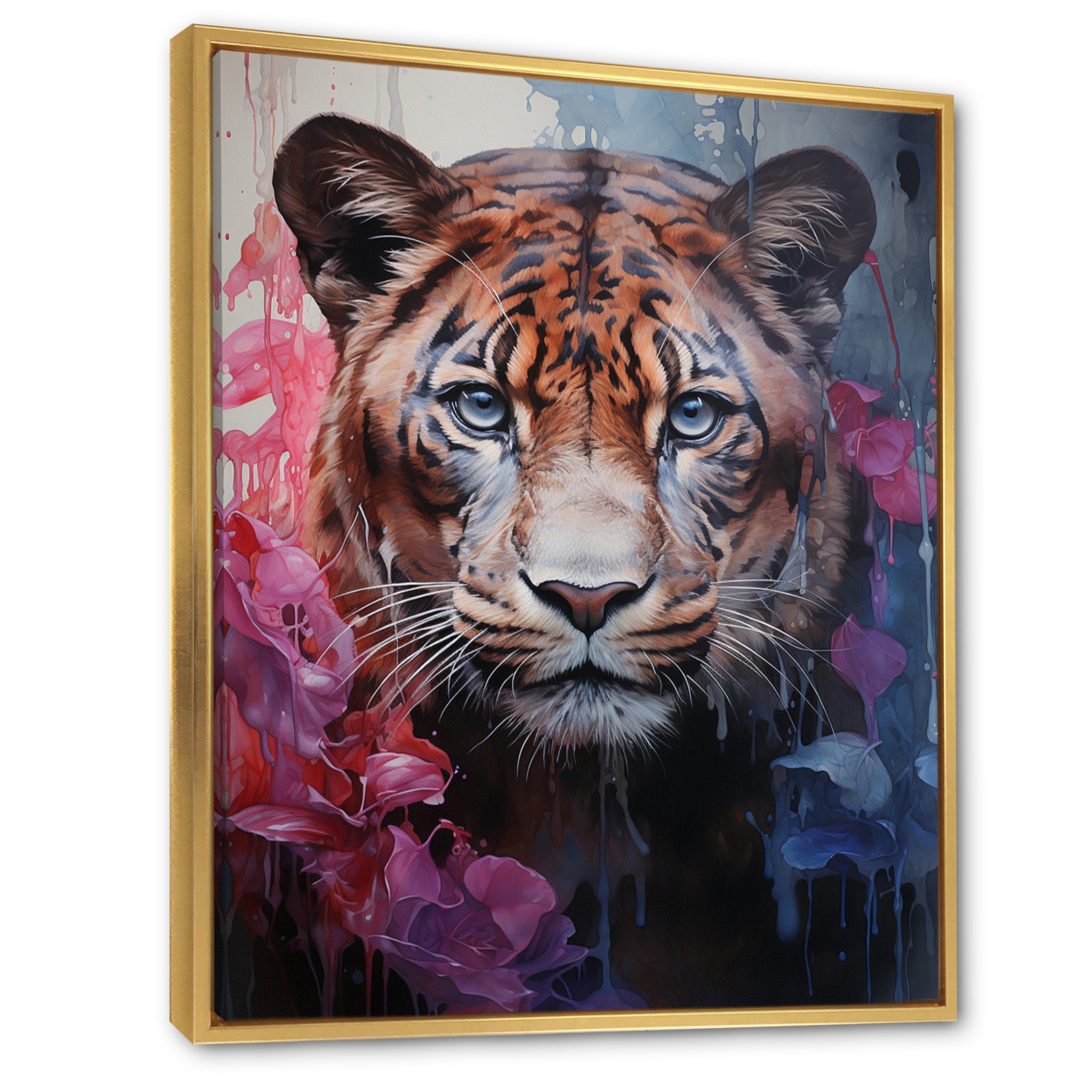 White Pink Panther Surreal Shadows Watercolor - White Panther Wall Art