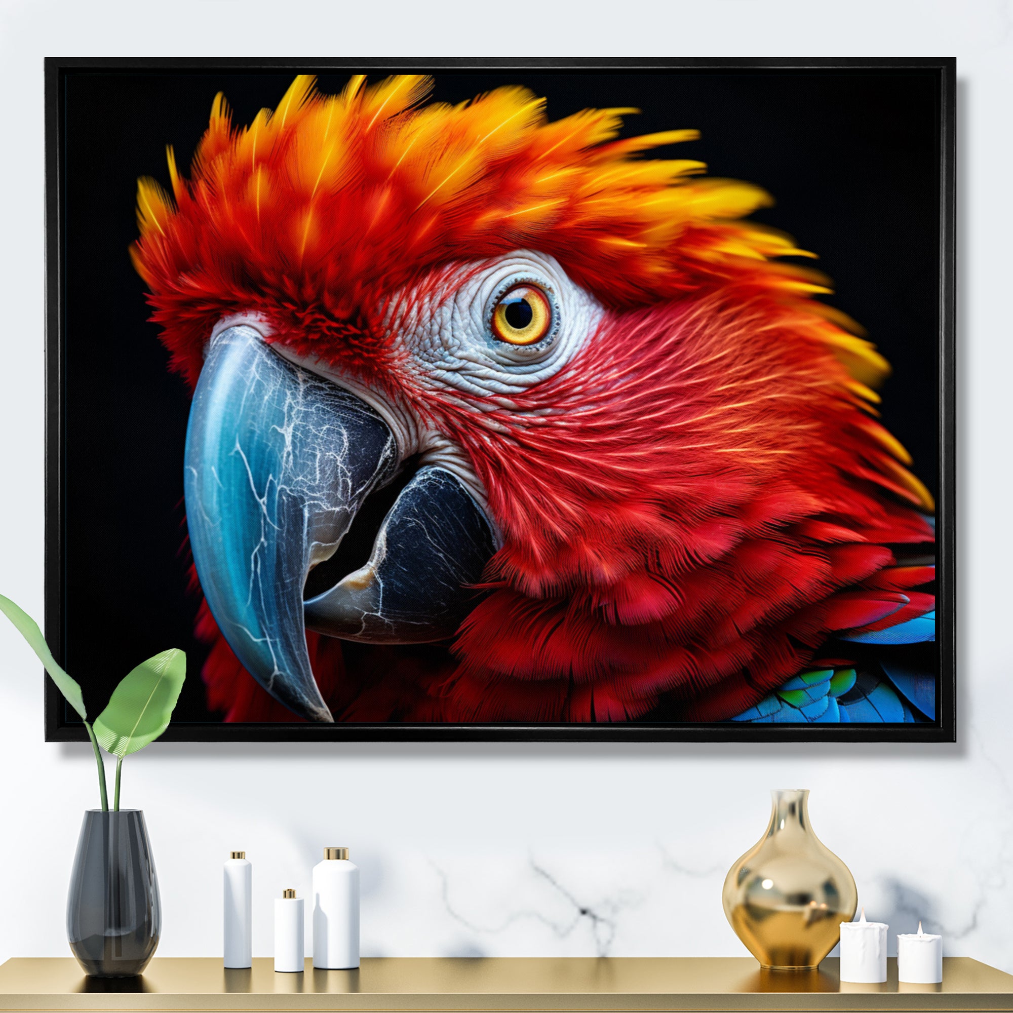 Red Parrot Colorful Parrot - Parrot Canvas Wall Art