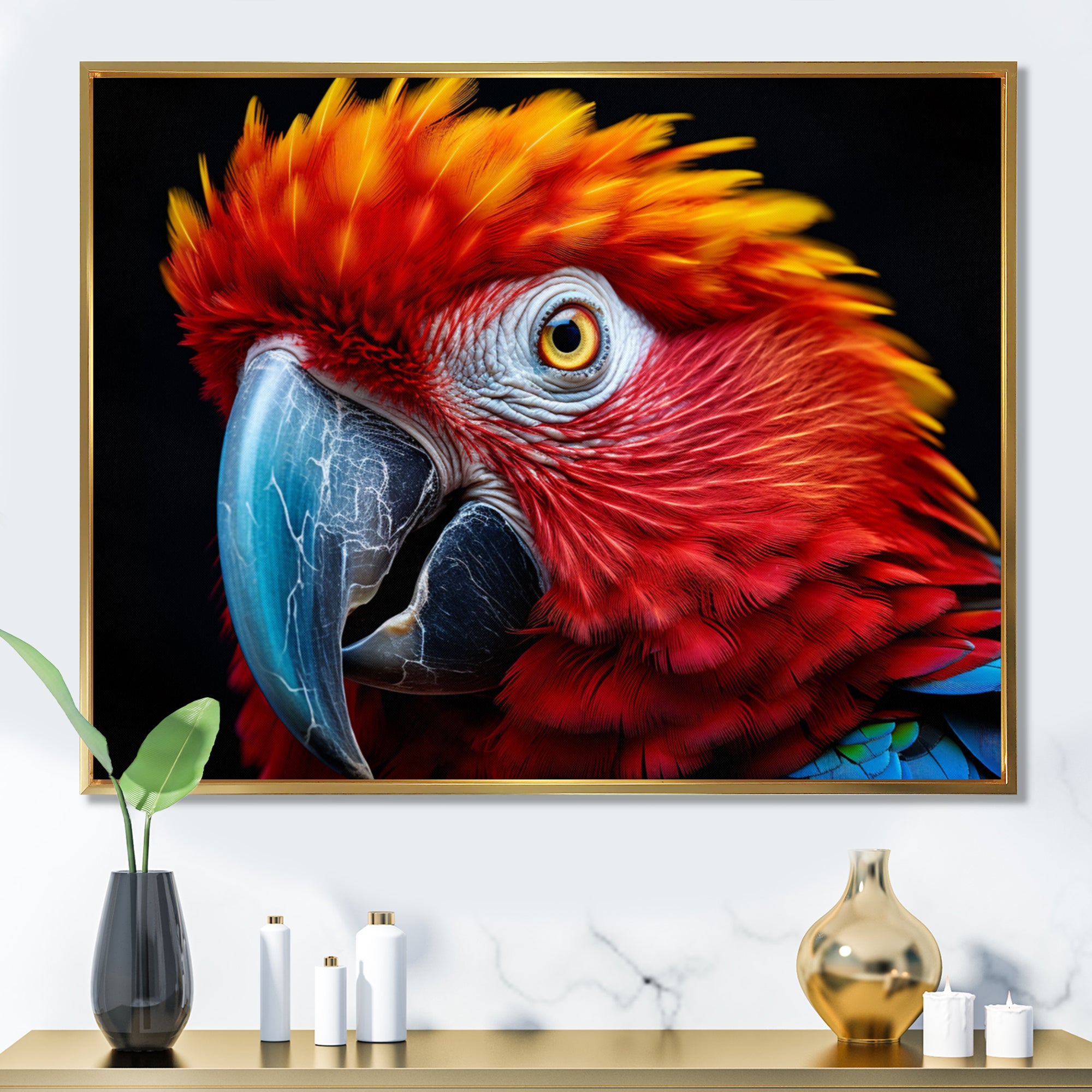 Red Parrot Colorful Parrot - Parrot Canvas Wall Art