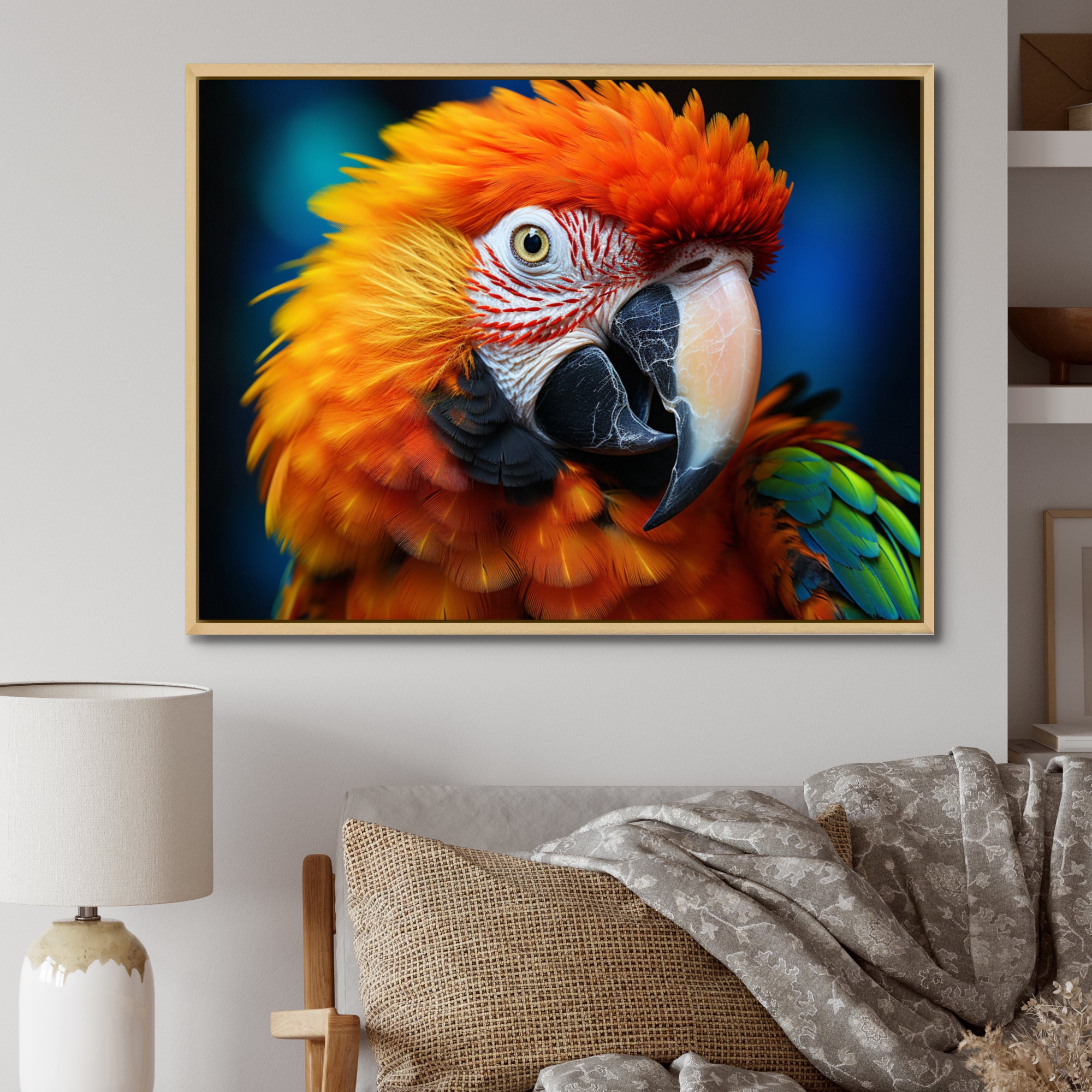 Yellow Red Parrot Colorful Parrot - Parrot Canvas Wall Art