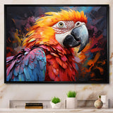 Orange Blue Parrot Vibrant Plumage Collage - Parrot Framed Canvas Art