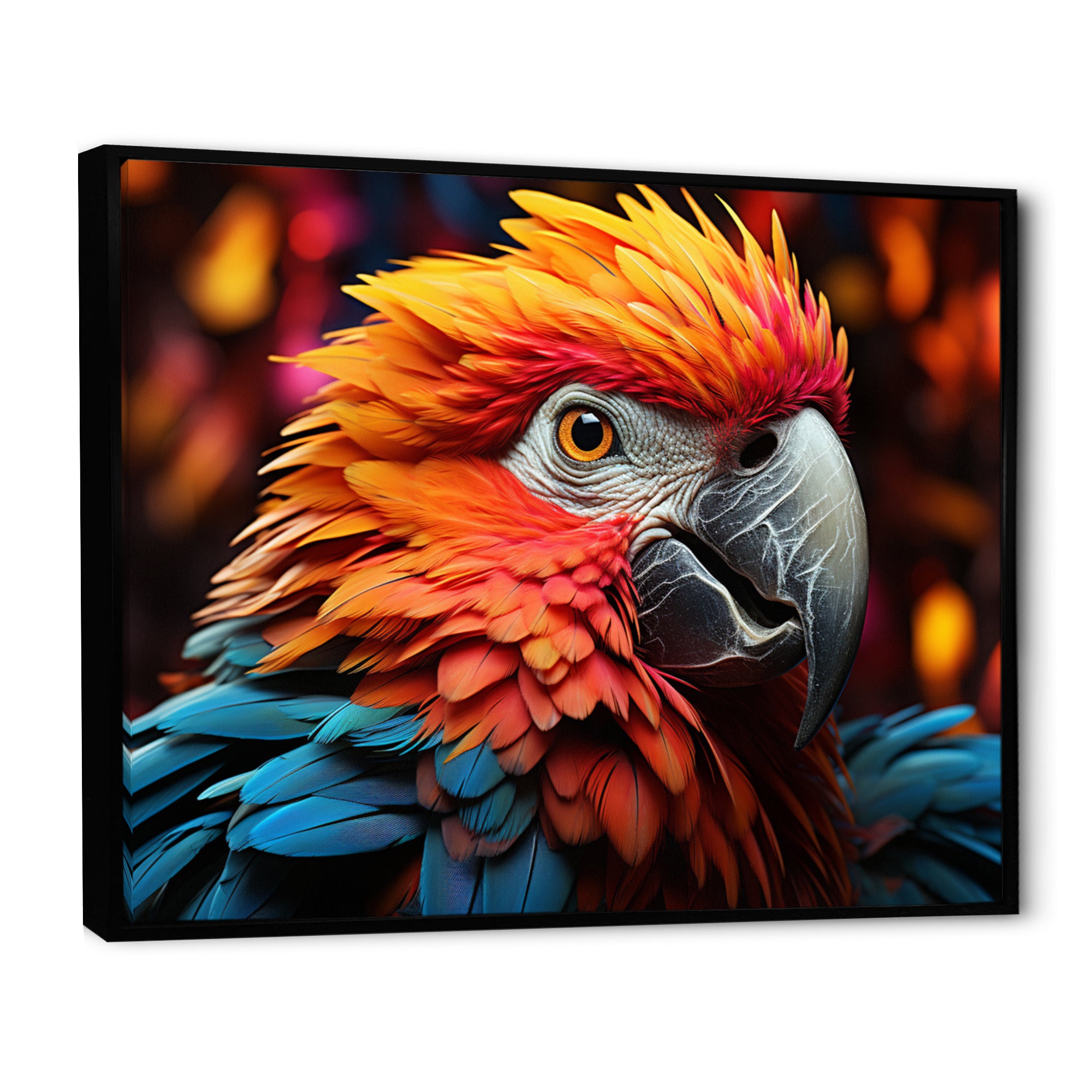 Orange Parrot Vibrant Plumage Geometric - Parrot Home Decor Art
