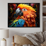 Yellow Red Parrot Vibrant Plumage Geometric - Parrot Living Room Wall Art