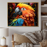 Yellow Red Parrot Vibrant Plumage Geometric - Parrot Living Room Wall Art