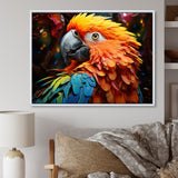 Yellow Red Parrot Vibrant Plumage Geometric - Parrot Living Room Wall Art