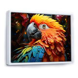 Yellow Red Parrot Vibrant Plumage Geometric - Parrot Living Room Wall Art