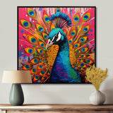 Teal Pink Pop Art Peacock - Peacock Canvas Wall Art