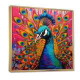 Teal Pink Pop Art Peacock - Peacock Canvas Wall Art