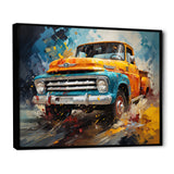 Yellow Pickup Truck Abstract Expressionism - Pickup Truck Canvas Wall Art