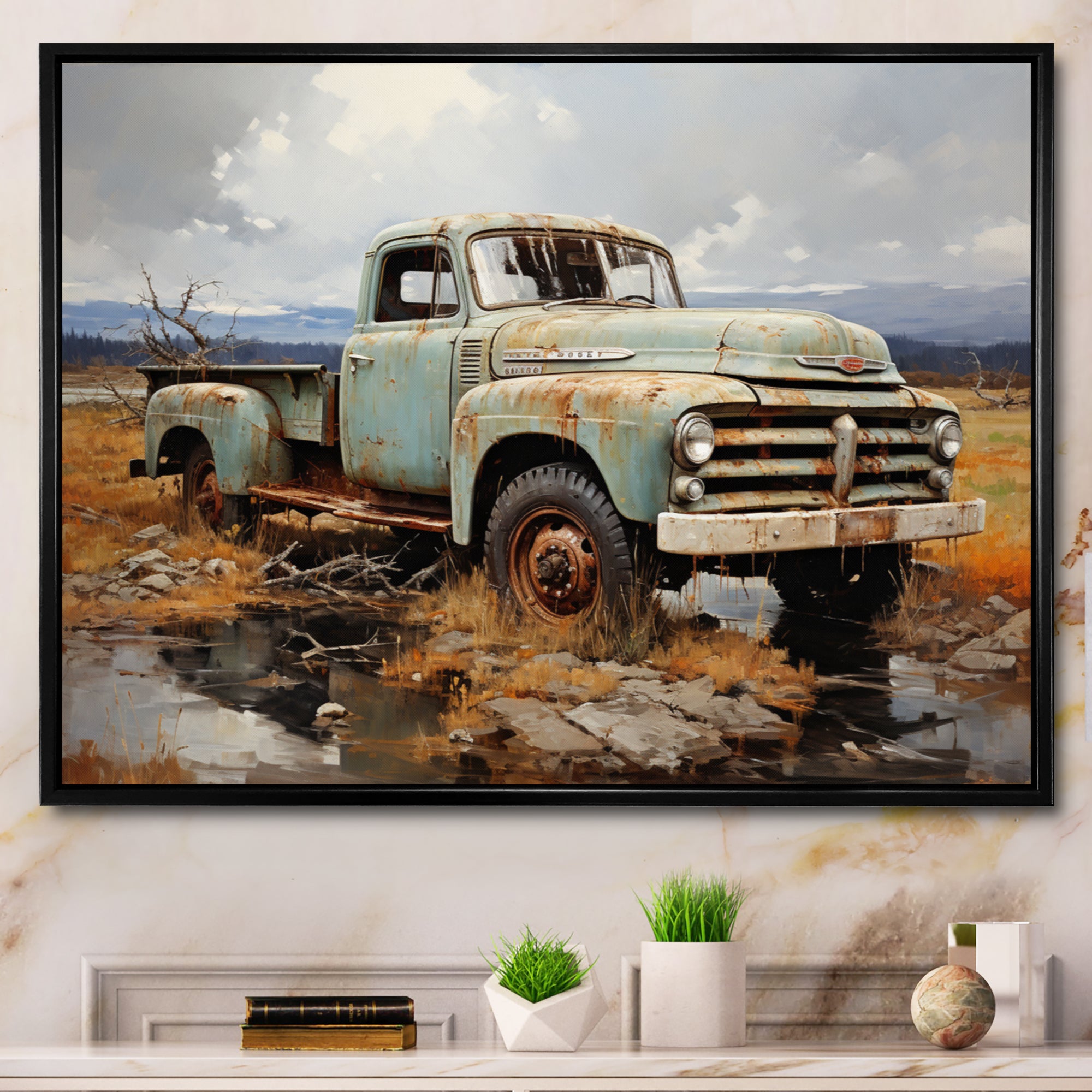Pickup Truck Atmospheric Impressionism I - Pickup Truck Canvas Wall Art