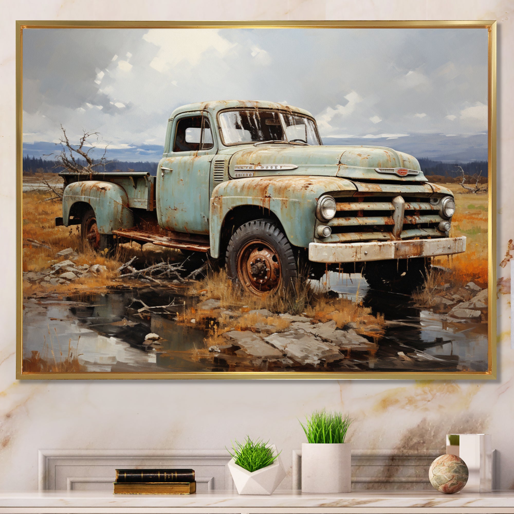 Pickup Truck Atmospheric Impressionism I - Pickup Truck Canvas Wall Art